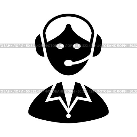 Logistic Dispatcher Consultant Icon. Black Stencil Design. Vector Illustration. Стоковая иллюстрация, агентство Ingram Publishing / Фотобанк Лори