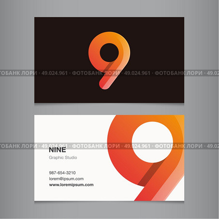 Logo number "9", with business card template. Vector graphic design elements for company logo. Стоковая иллюстрация, агентство Ingram Publishing / Фотобанк Лори