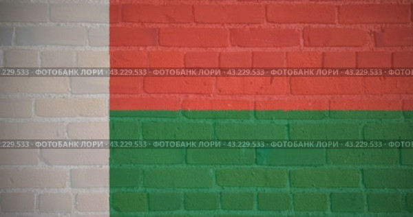 Луч проектора в цветах флага государства Мадагаскар на кирпичной стене. Бесшовная анимация. Стоковая анимация, аниматор Александр Кузнецов / Фотобанк Лори