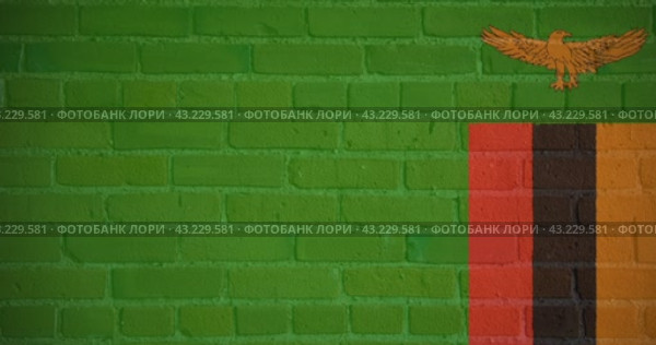 Луч проектора в цветах флага государства Замбия на кирпичной стене. Бесшовная анимация. Стоковая анимация, аниматор Александр Кузнецов / Фотобанк Лори