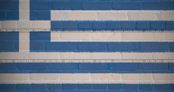 Луч проектора в цветах флага Греции на кирпичной стене. Бесшовная анимация. Стоковая анимация, аниматор Александр Кузнецов / Фотобанк Лори