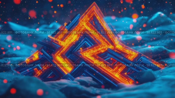 Luminous Fractal Pyramid on Cloudscape. Стоковое AI-видео, аниматор Данила Большаков / Фотобанк Лори