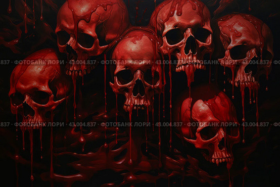 Macabre Skull creepy blood demons. Generate Ai. Стоковое AI-изображение, AI-художник Иван Рябоконь / Фотобанк Лори