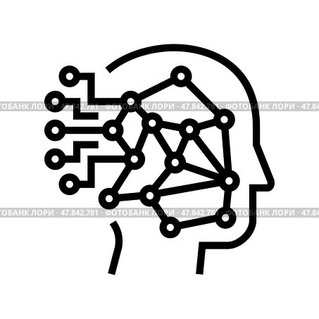 machine learning big data line icon vector illustration. Стоковая иллюстрация, иллюстратор Vectorwin / Фотобанк Лори
