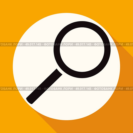 Magnify icon on white circle with a long shadow. Стоковая иллюстрация, агентство Ingram Publishing / Фотобанк Лори