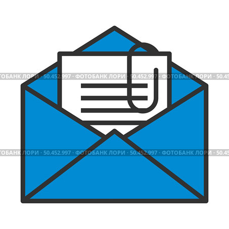 Mail With Attachment Icon. Editable Bold Outline With Color Fill Design. Vector Illustration. Стоковая иллюстрация, агентство Ingram Publishing / Фотобанк Лори