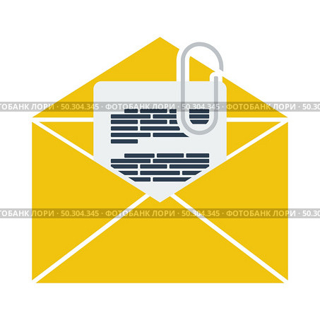 Mail With Attachment Icon. Flat Color Design. Vector Illustration. Стоковая иллюстрация, агентство Ingram Publishing / Фотобанк Лори