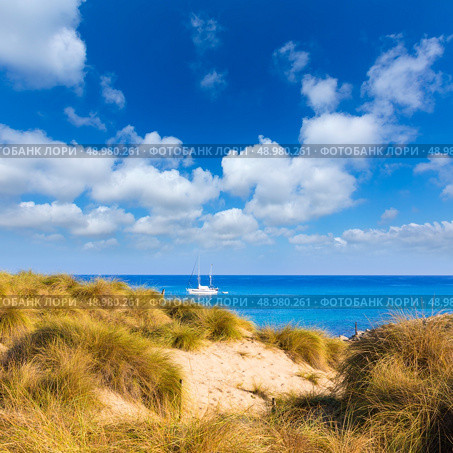 Majorca Cala Mesquida beach in Mallorca Balearic Islands of Spain. Стоковое фото, агентство Ingram Publishing / Фотобанк Лори