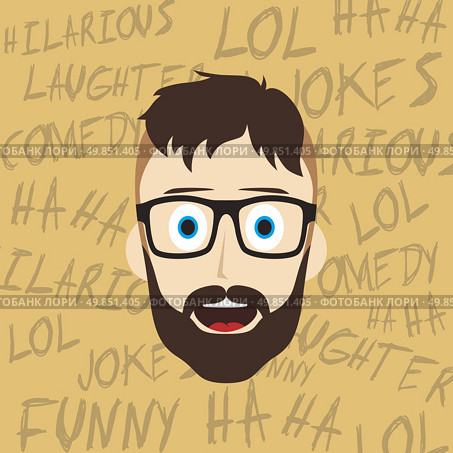 male laughing funny hilarious cartoon character vector illustration. funny laughing guy. Стоковая иллюстрация, агентство Ingram Publishing / Фотобанк Лори