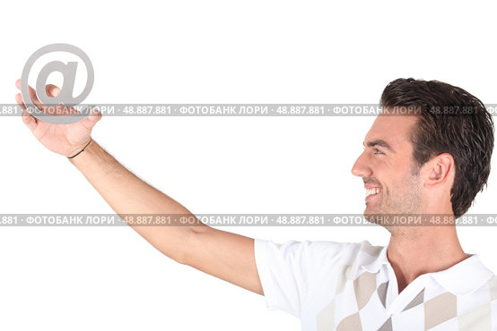 Man holding at symbol. Стоковое фото, агентство Ingram Publishing / Фотобанк Лори