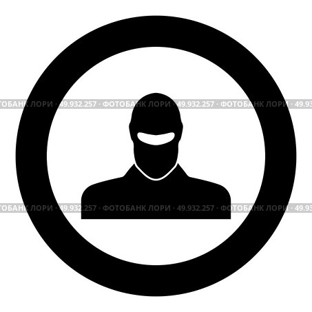 Man in balaclava or pasamontanas black icon in circle vector illustration isolated. Стоковая иллюстрация, агентство Ingram Publishing / Фотобанк Лори