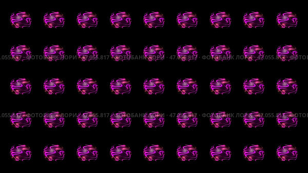 Many abstract 3D spheres in symmetric rows with the pattern of purple waves, seamless loop. Стоковая иллюстрация, иллюстратор David Kashakhi / Фотобанк Лори