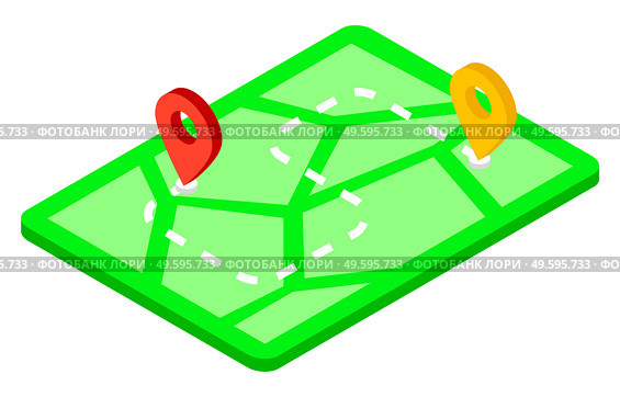 Map with waypoints, delivery service concept, vehicle route illustration with marked places for unloading. Transportation and cargo delivery services. Green map for a traveler with a marked route. Map with waypoints, delivery service concept, vehicle route. Map for a traveler with a marked route. Стоковая иллюстрация, агентство Ingram Publishing / Фотобанк Лори