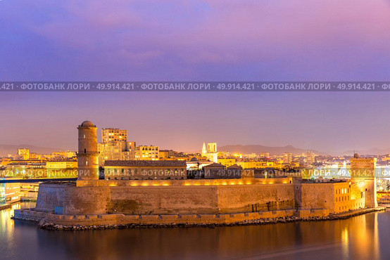 Marseille Saint Jean Castle and Cathedral de la Major and the Vieux port in France. Стоковое фото, агентство Ingram Publishing / Фотобанк Лори
