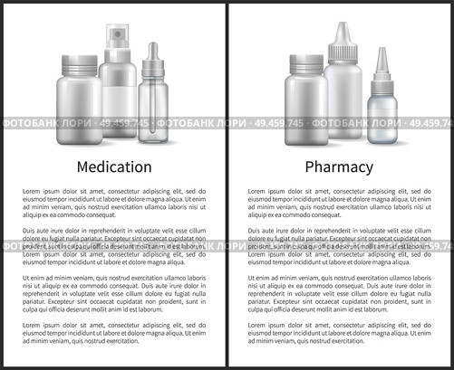 Medication pharmacy poster nasal spray and bottles with capsule pills, aerosol sprayer. Set of treatment remedies, empty items drops for nose vector. Medication Pharmacy Poster Nasal Spray and Bottles. Стоковая иллюстрация, агентство Ingram Publishing / Фотобанк Лори