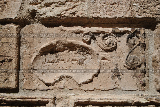 Medieval drawing on the wall of an old IF castle (Сhâteau d`If), Marseille, France (2010 год). Стоковое фото, фотограф Марина Gavrosh / Фотобанк Лори