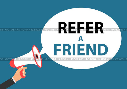 Megaphone with speech bubble. Refer a friend concept. Vector Illustration. EPS10. Megaphone with speech bubble. Refer a friend concept. Vector Illustration. Стоковая иллюстрация, агентство Ingram Publishing / Фотобанк Лори
