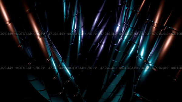 Metal chromed chains similar to a snakes on a black background. Стоковое фото, фотограф David Kashakhi / Фотобанк Лори