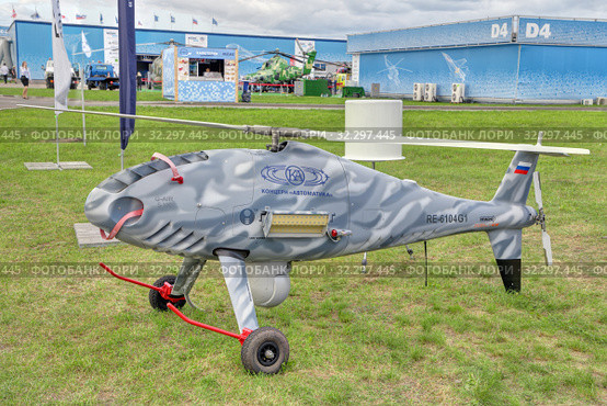 Международный авиационно-космический салон МАКС-2019. Беспилотный вертолет Gorizont G-Air S-100 (Schiebel Camcopter S-100) Редакционное фото, фотограф Игорь Долгов / Фотобанк Лори