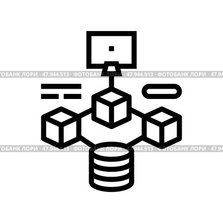 microservices software line icon vector illustration. Стоковая иллюстрация, иллюстратор Vectorwin / Фотобанк Лори