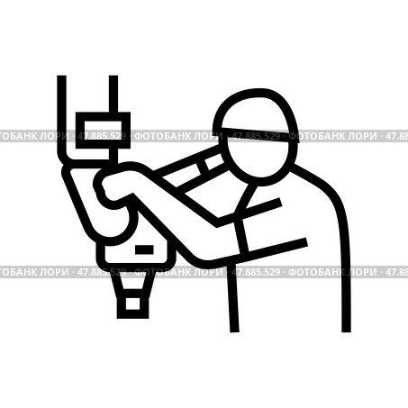microsurgery doctor work line icon vector illustration. Стоковая иллюстрация, иллюстратор Vectorwin / Фотобанк Лори