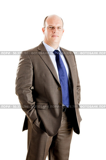 Middle-aged businessman portrait isolated on white background. Стоковое фото, агентство Ingram Publishing / Фотобанк Лори