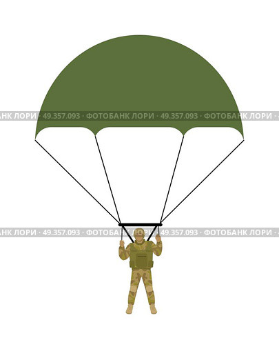 Military Parachutists Vector Illustration. Military parachutists vector. Paratrooper descending by parachute flat illustration isolated on white background. Airborne forces soldier. For military concepts, infographics, icons design. Military Parachutists Vector Illustration. Стоковая иллюстрация, агентство Ingram Publishing / Фотобанк Лори