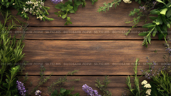 mint herbs on wood. Стоковое фото, фотограф Vectorwin / Фотобанк Лори