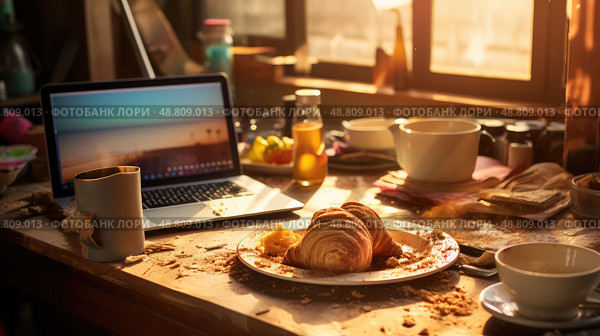 mishap coffee spill on laptop ai generated. Стоковое AI-изображение, AI-художник Vectorwin / Фотобанк Лори