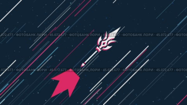 Мистический символ Копья летит по Вселенной на реактивном двигателе. Символ в центре дрожит из-за высокой скорости. Плавная закольцованная анимация в формате 4k на темно-синем фоне со звездами. Стоковое видео, видеограф Карпенко Алексей / Фотобанк Лори