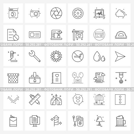 Mobile UI Line Icon Set of 36 Modern Pictograms of medical, setting, image, cog, click Vector Illustration. Стоковая иллюстрация, агентство Ingram Publishing / Фотобанк Лори