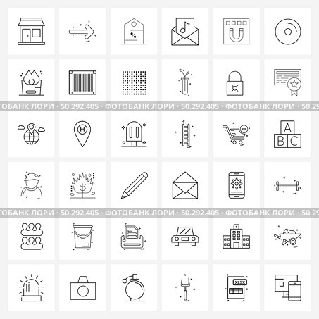 Mobile UI Line Icon Set of 36 Modern Pictograms of align, mail, right, email, ecommerce Vector Illustration. Стоковая иллюстрация, агентство Ingram Publishing / Фотобанк Лори