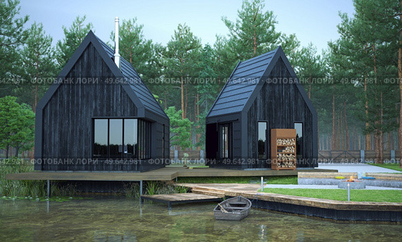 Modern houses scandi style. 3d rendering concept. Стоковое фото, агентство Ingram Publishing / Фотобанк Лори