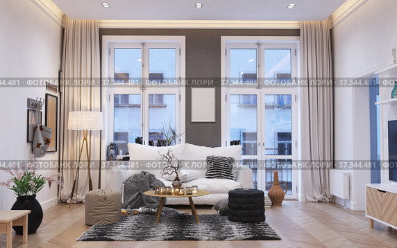 Modern living interior. Стоковое фото, фотограф Виктор Застольский / Фотобанк Лори
