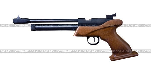 Modern small bore pistol on white background. Стоковое фото, фотограф Яков Филимонов / Фотобанк Лори