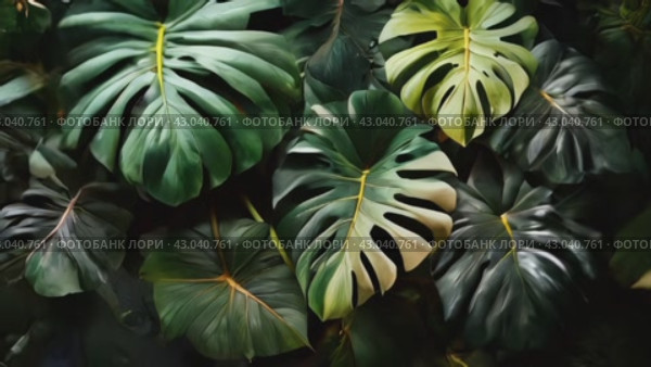 Monstera leaves, Background of Monstera leaves. Стоковое AI-видео, аниматор Терехова Марина / Фотобанк Лори