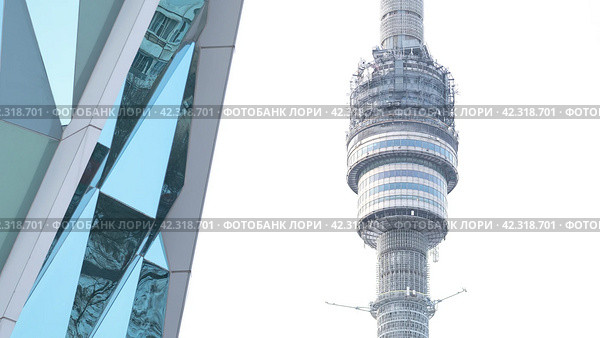 Moscow 03 February 2024, Ostankino TV Tower close-up, Fog on the background of the Ostankino TV tower, haze, poor visibility. Редакционное фото, фотограф Скрипачев Антон / Фотобанк Лори