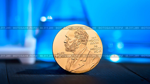 Moscow May 10 2025, Nobel Prize in chemistry. Nobel award in chemical laboratory. Concept. Редакционное фото, фотограф Скрипачев Антон / Фотобанк Лори