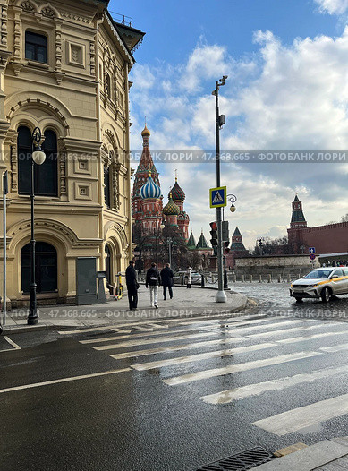 Москва, вид на Красную площадь и Собор Василия Блаженного. Март 2025.Moscow, view of Red Square and St. Basil's Cathedral. March 2025. Редакционное фото, фотограф Александр Рыбалка / Фотобанк Лори