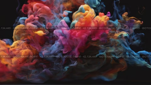Multicolor powder explosion on black background. Стоковое AI-видео, аниматор Виктория Кольцова / Фотобанк Лори