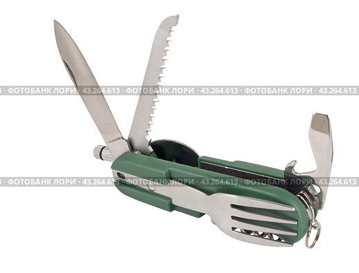 Мултитул. Карманный набор инструментов на белом фоне. Multifunction knife isolated on white background. Стоковое фото, фотограф Татьяна Д / Фотобанк Лори