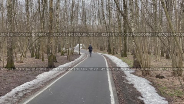 Мужчина занимается бегом в московском парке. Весна, апрель, утро (2024 год). Стоковое видео, видеограф Щеголева Ольга / Фотобанк Лори
