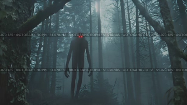 Mysterious creature with glowing red eyes walking through a dense forest, creating an eerie atmosphere. Стоковое AI-видео, аниматор Данила Большаков / Фотобанк Лори