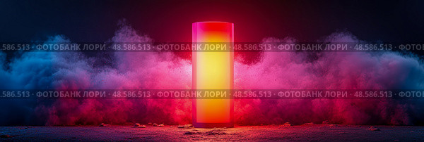 Mystic Luminescence: A radiant pillar amidst colorful dust clouds, a surreal spectacle of light and matter. Стоковое AI-изображение, AI-художник Данила Большаков / Фотобанк Лори