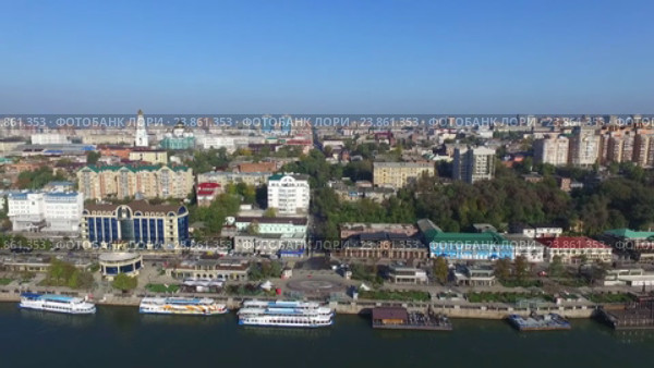 Набережная Ростова-на-Дону и речной вокзал. Россия (2016 год). Стоковое видео, видеограф Арестов Андрей Павлович / Фотобанк Лори