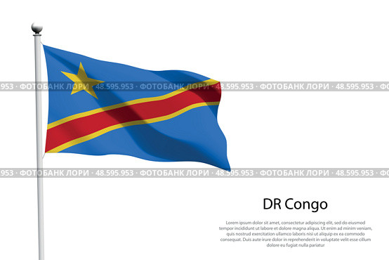 National flag DR Congo waving on white background. Стоковая иллюстрация, иллюстратор Максим Гребешков / Фотобанк Лори