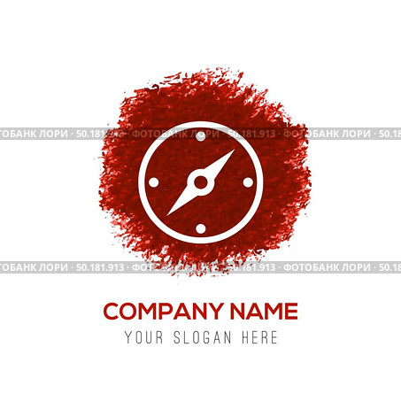 Navigation compass icon - Red WaterColor Circle Splash. Стоковая иллюстрация, агентство Ingram Publishing / Фотобанк Лори