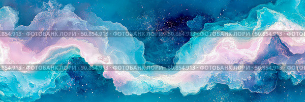 Nebulous Dream: Ethereal Abstraction in Pastel Blue and Pink. Стоковое AI-изображение, AI-художник Данила Большаков / Фотобанк Лори