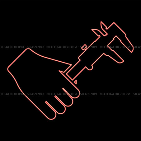 Neon calliper in hand Caliper in arm Measuring device measure use red color vector illustration image flat style light. Neon calliper in hand Caliper in arm Measuring device measure use red color vector illustration image flat style. Стоковая иллюстрация, агентство Ingram Publishing / Фотобанк Лори