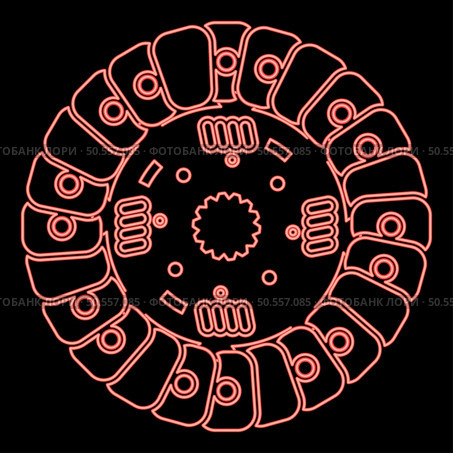 Neon car clutch disk cover cohesion transmission auto part plate kit repair service red color vector illustration image flat style light. Neon car clutch disk cover cohesion transmission auto part plate kit repair service red color vector illustration image flat style. Стоковая иллюстрация, агентство Ingram Publishing / Фотобанк Лори